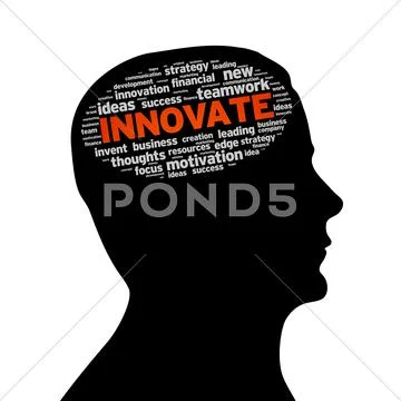 Silhouette head - innovate Stock Illustration