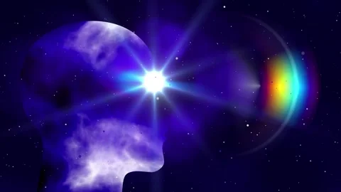 Silhouette of head looking with light effect 스톡 동영상 152828409