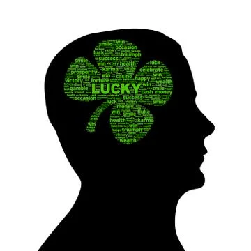 Silhouette head - lucky Stock Illustration