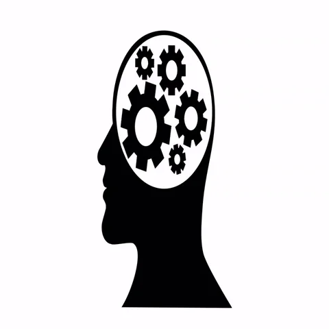 Silhouette head man thinking brain gears Stock Footage 69384282