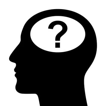 SIlhouette of head with question mark Stock Illustration