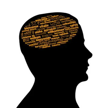 Silhouette head - welcome in different languages Stock Illustration