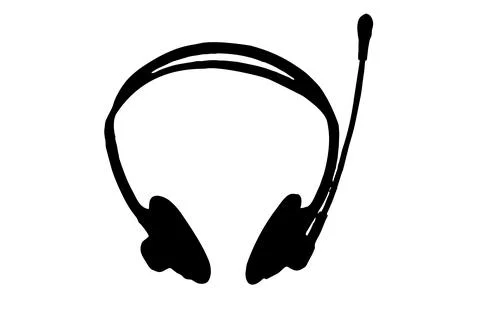 Silhouette headphones with microphone, operator icon on a white background Stock Illustration