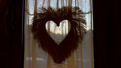 Silhouette heart made with tree branches. Symbol of love. Video 4K Stock Footage 335315235