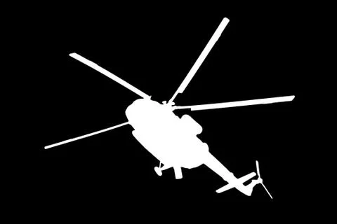 Silhouette of a helicopter on a black background Stockillustratie