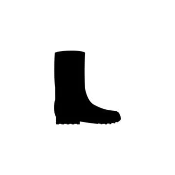Silhouette of a high rubber boot. Vector icon. Clipart on white blank background Stock Illustration