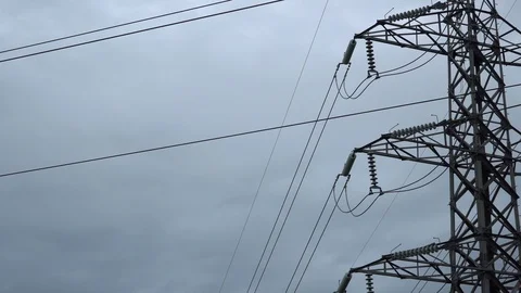 Silhouette of high voltage electrical pole structure Stock Footage 100439122