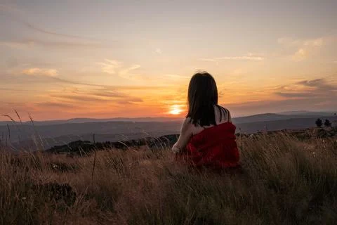 Silhouette on the Hill Stock Photos