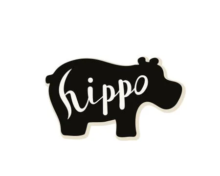 Silhouette of a hippo on a white background. Stock Illustration