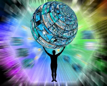 Silhouette holding a sphere イラスト素材
