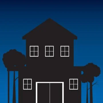 Silhouette Of Home Stock Illustration