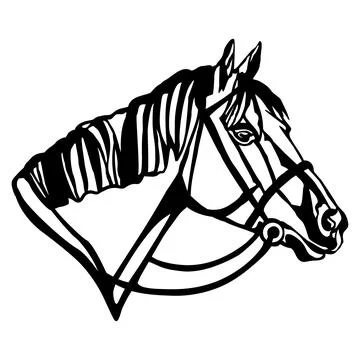 Silhouette of Horse Head Closed-loop Vector Line Art illustration Stock Illustration