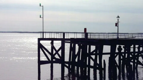 Silhouette of Hull pier Stock Footage 536196