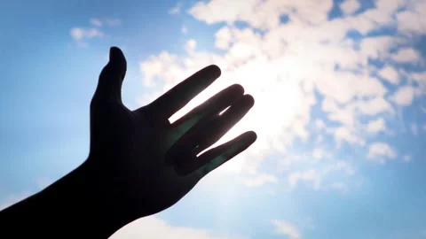 Silhouette of human hand Видео 334159081
