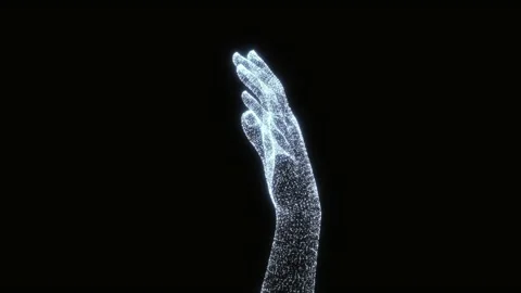 Silhouette human hand from particles Stock-Footage 180880401