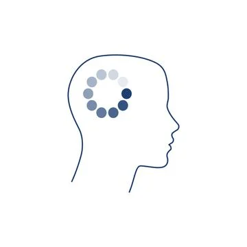 Silhouette of a human head and loading a thought process. Loading head. Stock Stock Illustration