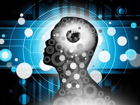 Silhouette Of A Human Head With Creative Background Stock Illustration