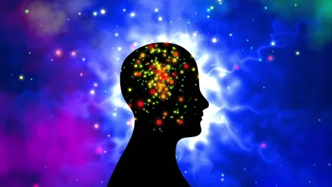 Silhouette of human head with effect particles Vídeos de archivo 158036226