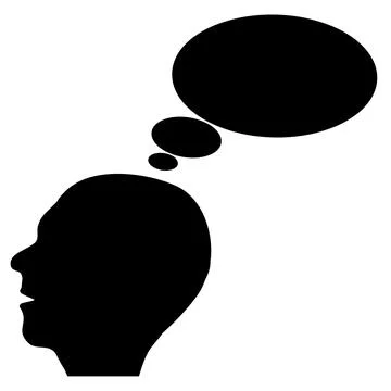 Silhouette of human head with empty speech bubble from brain isolated on white 스톡 일러스트