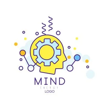 Silhouette of human head with gear. Process of generating ideas, thinking and Illustrazione stock