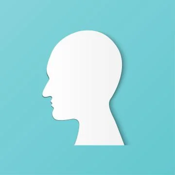 SIlhouette of a  Human head. Head thinking.  paper art and craft style. Stock Illustration