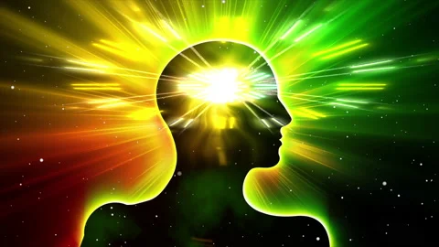 Silhouette of human head with intelligence explosion effect on head Stock Footage 172230560