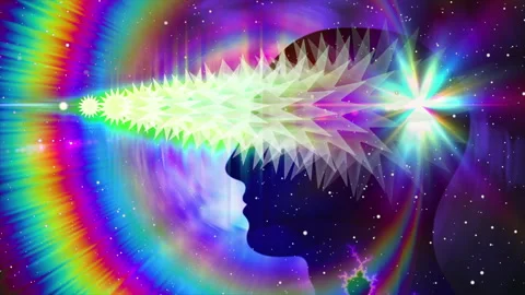 Silhouette of a human head looking into the future Stock Footage 191561342