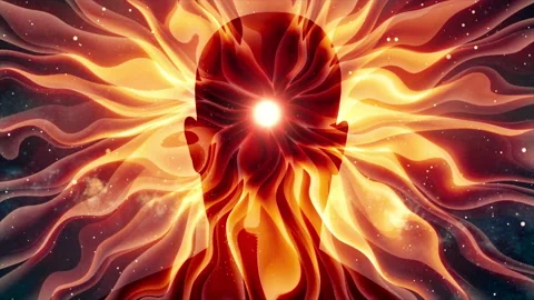 Silhouette of human head opening third eye chakra 動画素材 232736015