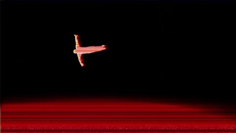 Silhouette of a human with red color on the screen. Glitch effect interference. Stock Footage 302789340