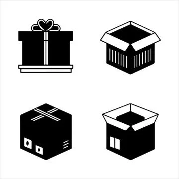 Silhouette Icon of boxes Stock Illustration