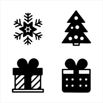 Silhouette Icon of Christmas Items Stock Illustration
