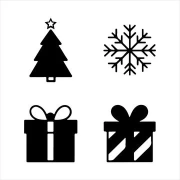 Silhouette Icon of Christmas Items Stock Illustration