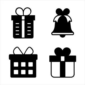 Silhouette Icon of Christmas Items Stock Illustration