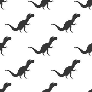 Silhouette Icon Dinosaurs Vector Seamless Pattern. Background for typography Stock Illustration