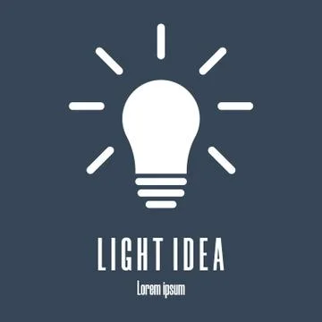 Silhouette icon of lightbulb. Light idea logo template. Clean and modern vector. Stock Illustration