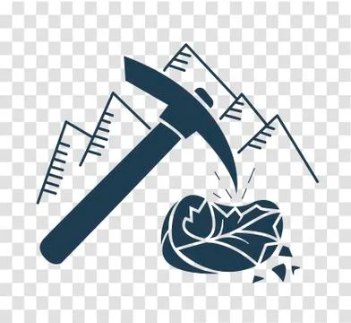 Silhouette icon mountain, pickaxe Stock Illustration