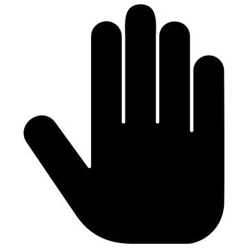 Silhouette icon of a palm representing stop or do not touch Stock Illustration