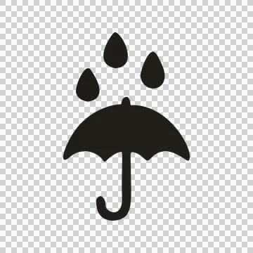 Silhouette Icon Representing an Umbrella with Falling Rain Droplets During Incle 库存插图