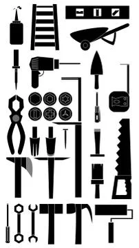 Silhouette icon set of diy tool vector Stock Illustration