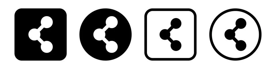 Silhouette icon set of share button. Vector Stock Illustration
