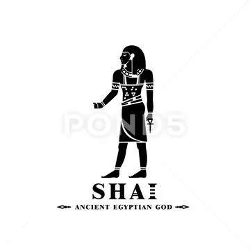 Silhouette of the Iconic ancient Egyptian god shai ~ Clip Art #287786359