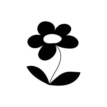 Silhouette image of chamomile. Vector illustration of a flower. Flowers and Stock Illustration