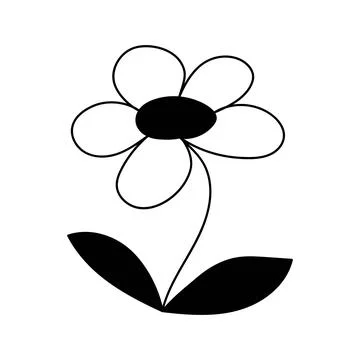Silhouette image of chamomile. Vector illustration of a flower. Flowers and 스톡 일러스트