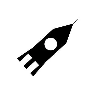 Silhouette image flying rocket ship Stock Illustration