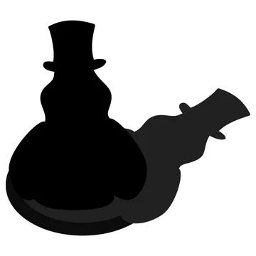 Silhouette image of a groundhog in a hat coming out of his hole and him shadow Stock Illustration