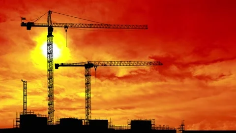 Silhouette of an Industrial Crane at Work Stock-Footage 239927345