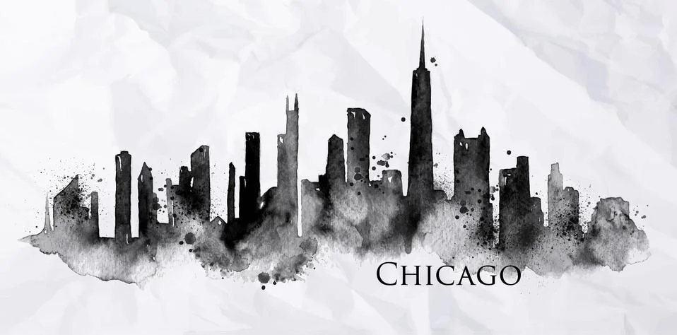 Silhouette ink Chicago Stock Illustration