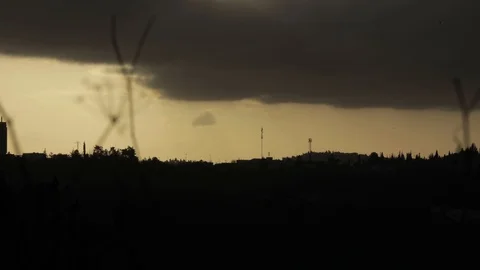 Silhouette of Jerusalem forest in a cloudy day, Time-lapse Stock Footage 112105282