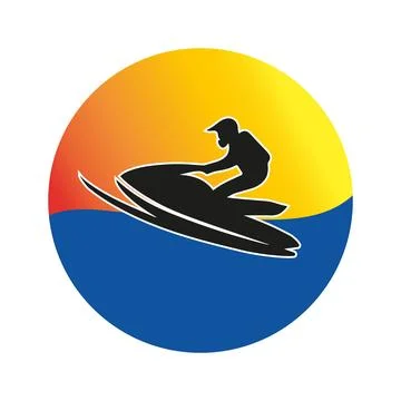Silhouette of a jet ski rider  Stock Illustration