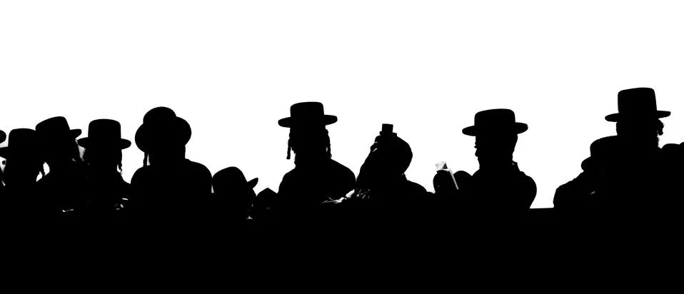 Silhouette of jews praying Stock Photos